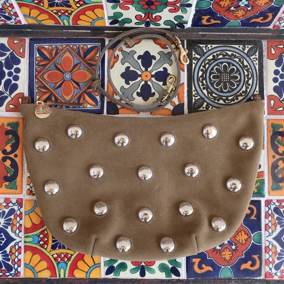 Clare V Handbags - Clare V. Lune in Oat Suede w/Studs